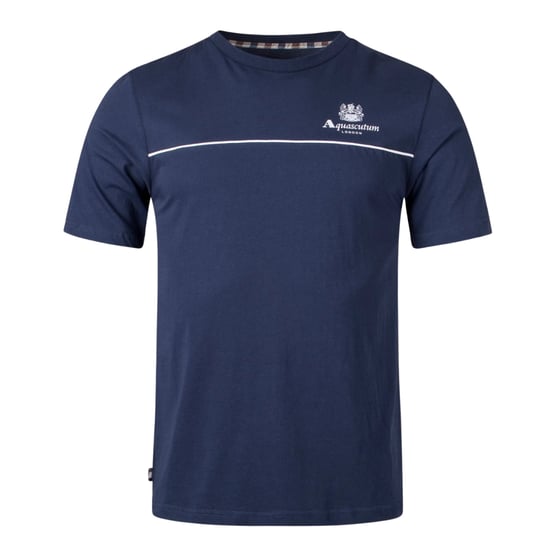 Camiseta azul marino con diseño de ribete activo Aquascutum - Image 1