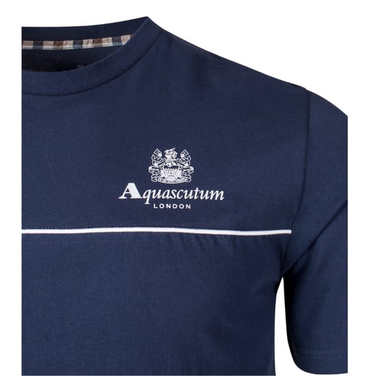 Camiseta azul marino con diseño de ribete activo Aquascutum - Image 3