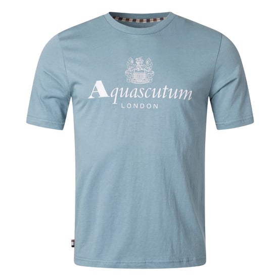 Camiseta azul con logo grande Aquascutum Active - Image 1