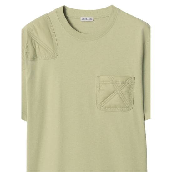 Camiseta verde cazador con paneles de jersey de Burberry - Image 2