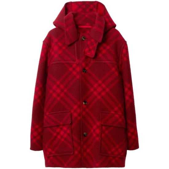 Parka roja de lana a cuadros de Burberry - Image 1