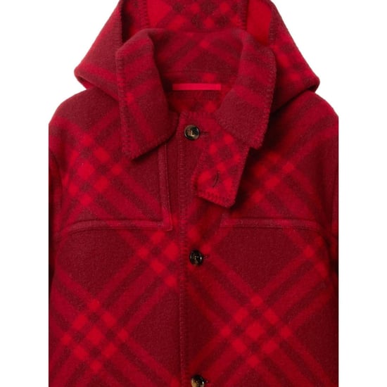 Parka roja de lana a cuadros de Burberry - Image 2