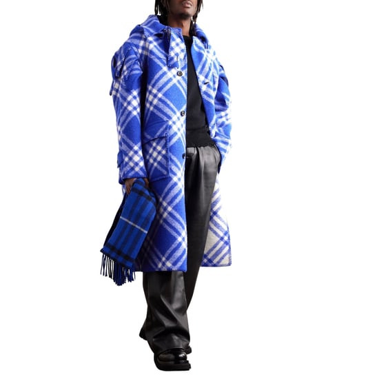 Chaqueta parka de lana con cuadros azules de Burberry - Image 2