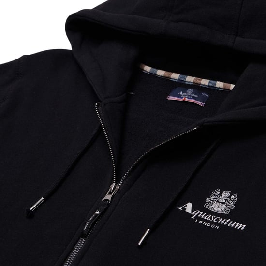 Sudadera negra con capucha y cremallera completa Aquascutum Active con logotipo pequeño - Image 2