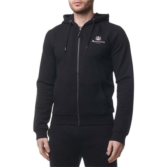 Sudadera negra con capucha y cremallera completa Aquascutum Active con logotipo pequeño - Image 3