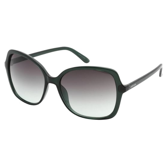 Gafas de sol Calvin Klein con montura esmeralda lechosa y lentes degradadas en gris - Image 2