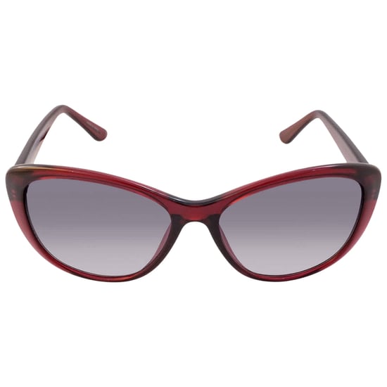 Gafas de sol Calvin Klein con montura burdeos lechoso y lentes degradadas en gris - Image 1