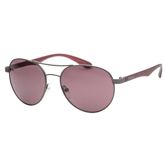 Gafas de sol Calvin Klein con montura gris metalizado mate y lentes rosas - Image 1