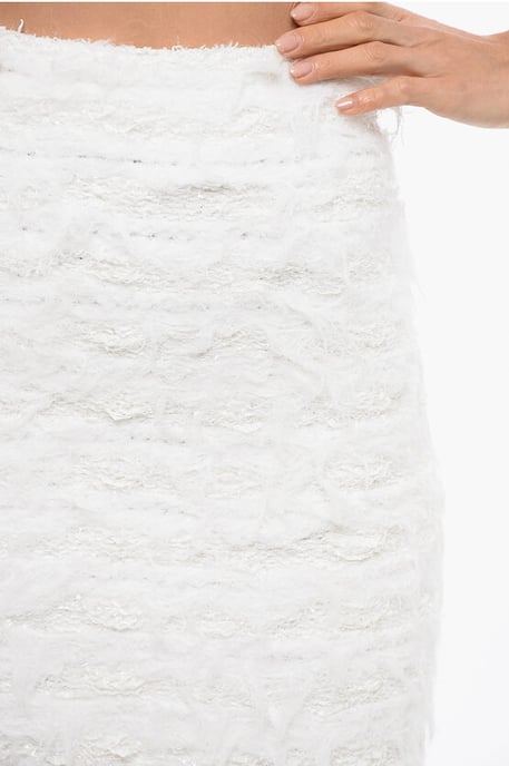 Falda de tweed con efecto deshilachado en color blanco - Image 3