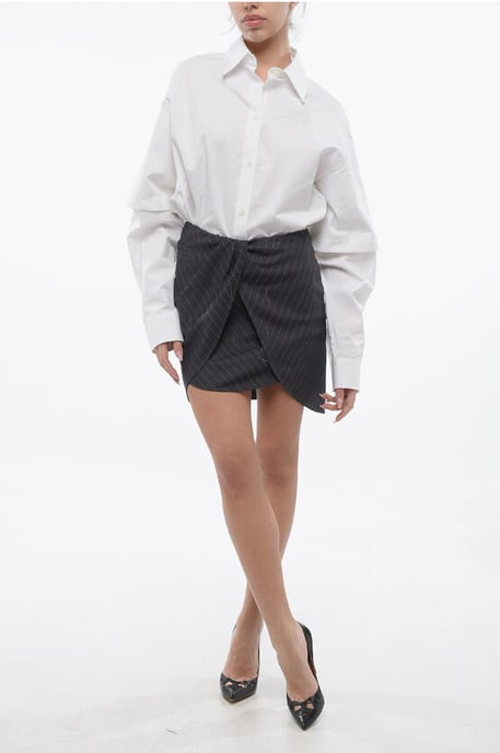 Minifalda de rayas finas TWIST en capas en gris - Image 4