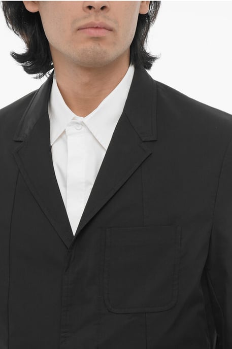 Blazer ajustado sin forro con bolsillos de parche en negro - Image 3