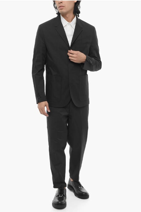 Blazer ajustado sin forro con bolsillos de parche en negro - Image 4