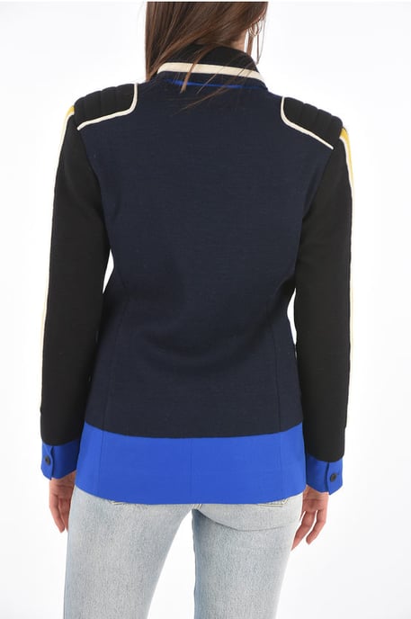 Blazer cruzado de punto MM0 con solapa de pico en azul y negro - Image 2