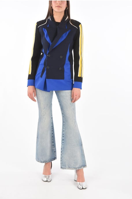 Blazer cruzado de punto MM0 con solapa de pico en azul y negro - Image 4