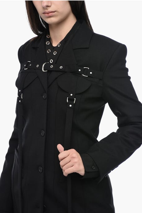 Blazer cargo con hebilla en color negro - Image 3