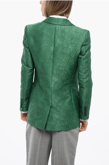 Blazer RANBU bordado con solapa de pico en verde - Image 2