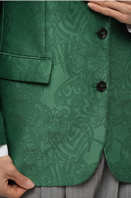 Blazer RANBU bordado con solapa de pico en verde - Image 3