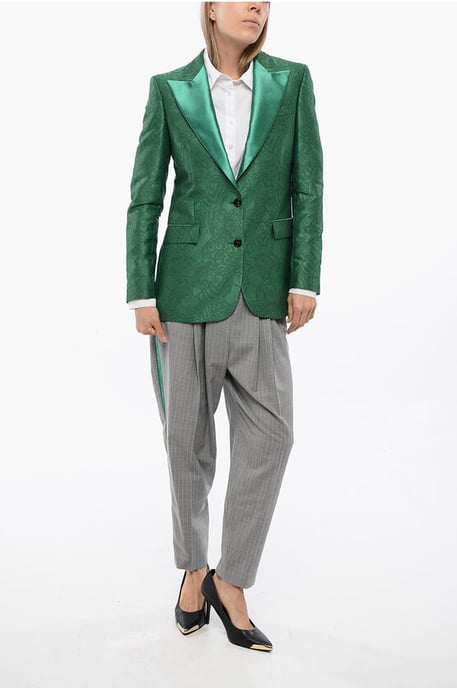 Blazer RANBU bordado con solapa de pico en verde - Image 4