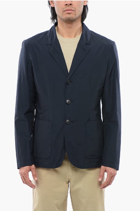 Blazer de botonadura sencilla con bolsillos de parche en azul - Image 1