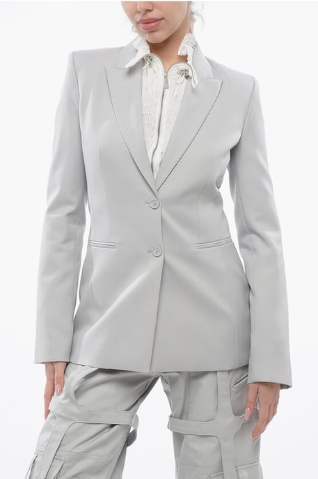 Blazer gris de corte entallado con solapa de pico CORPORATE TECH - Image 1
