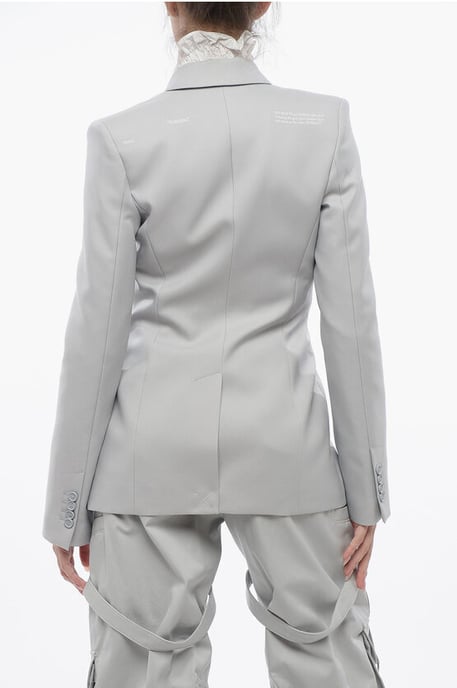 Blazer gris de corte entallado con solapa de pico CORPORATE TECH - Image 2