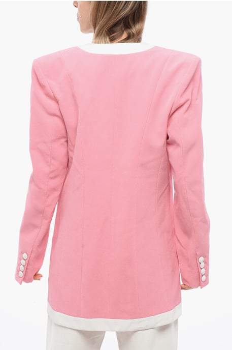 Chaqueta de crepé de China estructurada en rosa - Image 2