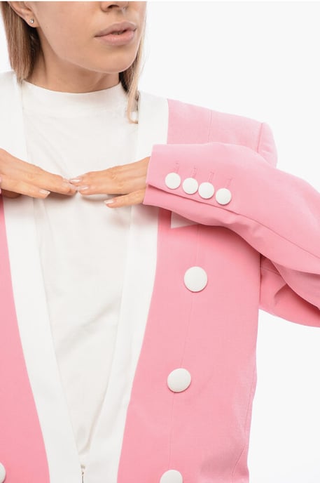Chaqueta de crepé de China estructurada en rosa - Image 3