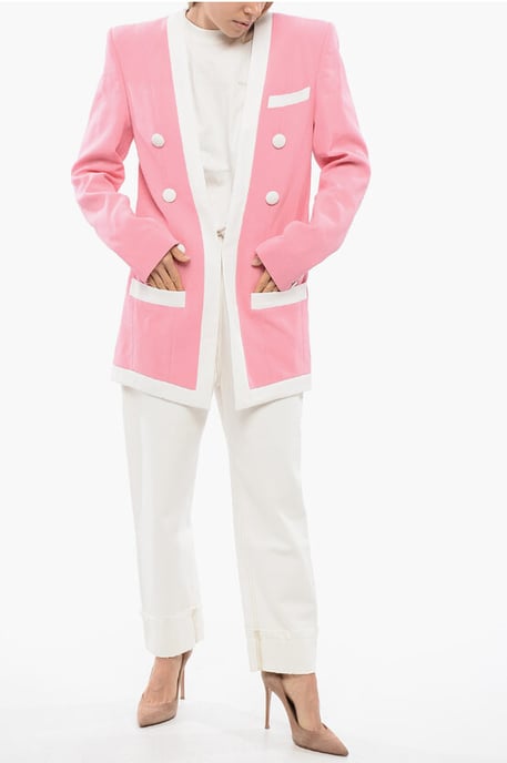 Chaqueta de crepé de China estructurada en rosa - Image 4