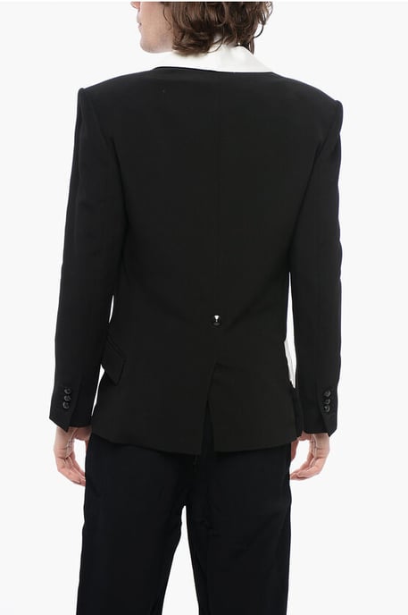 Blazer DECONSTRUIDO de doble capa con solapa chal en blanco y negro - Image 2