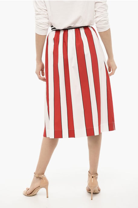 Falda larga SCULLY de rayas con vuelo y toldo en blanco y rojo - Image 2