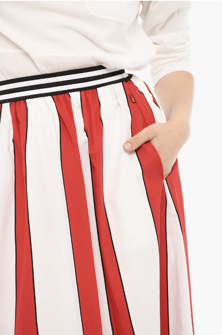 Falda larga SCULLY de rayas con vuelo y toldo en blanco y rojo - Image 3