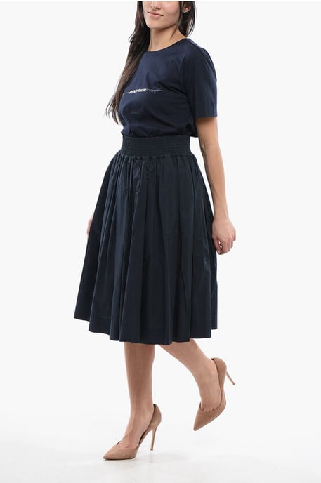 Falda midi acampanada de algodón Popeline en azul - Image 4