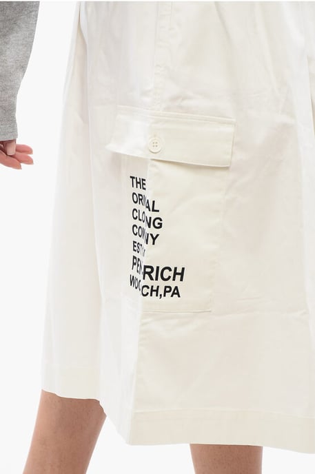 Falda midi de mezcla de algodón con bolsillos utilitarios en blanco de PENN-RICH - Image 3