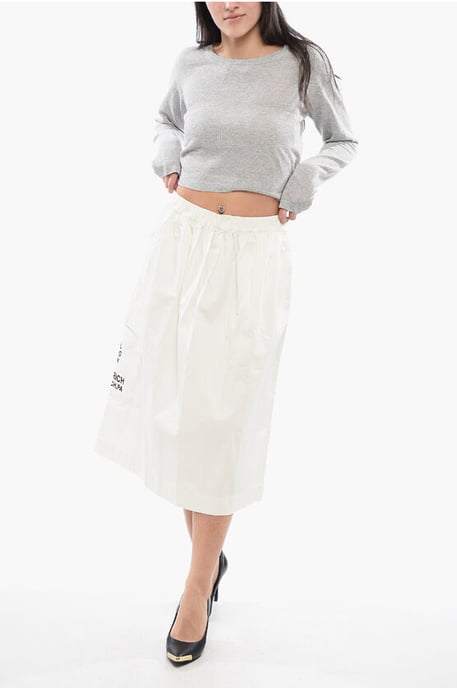 Falda midi de mezcla de algodón con bolsillos utilitarios en blanco de PENN-RICH - Image 4