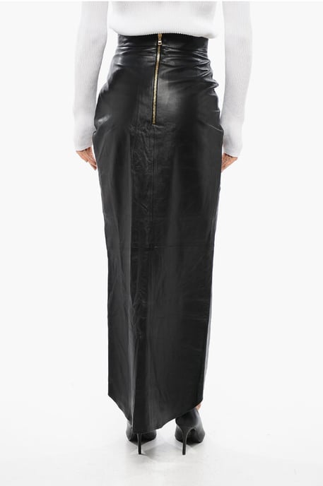 Falda midi envuelta en cuero negro - Image 2