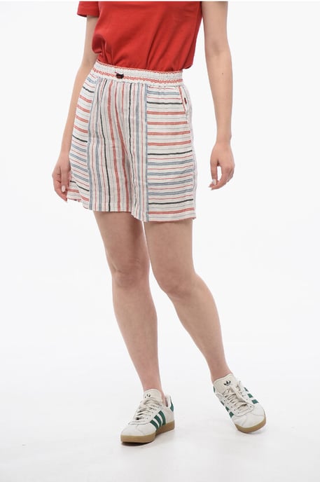 Pantalones cortos de mezcla de lino VARSITY con estampado Bayadere - Image 1