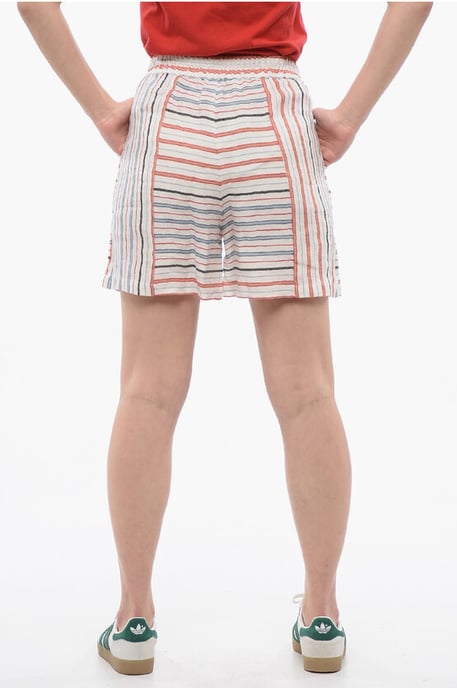 Pantalones cortos de mezcla de lino VARSITY con estampado Bayadere - Image 2