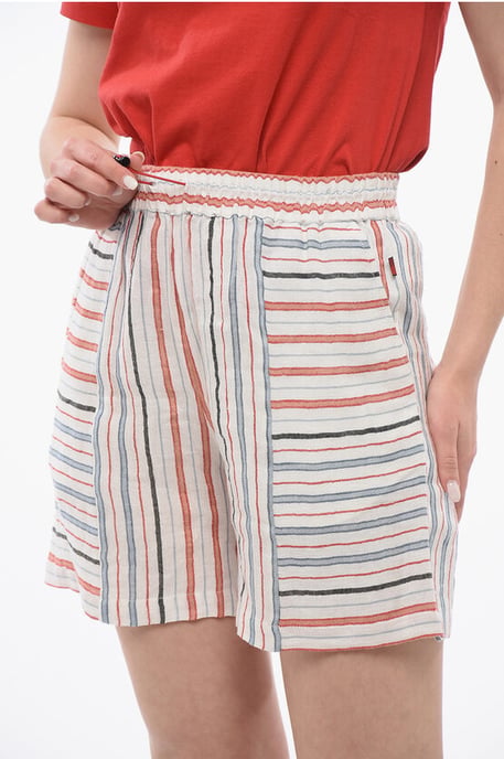 Pantalones cortos de mezcla de lino VARSITY con estampado Bayadere - Image 3