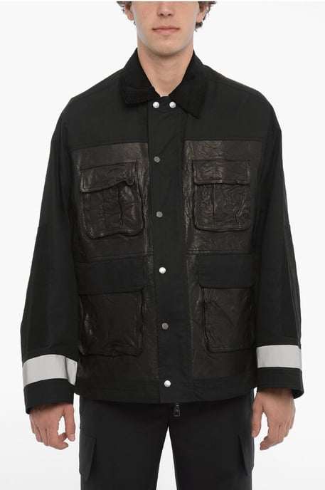 Chaqueta utilitaria con cuello acanalado en color negro - Image 1