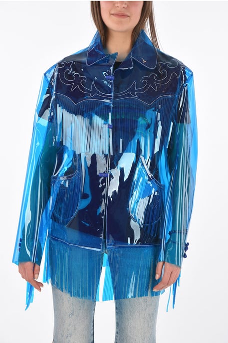 Chaqueta vaquera de PVC con flecos en azul - Image 1