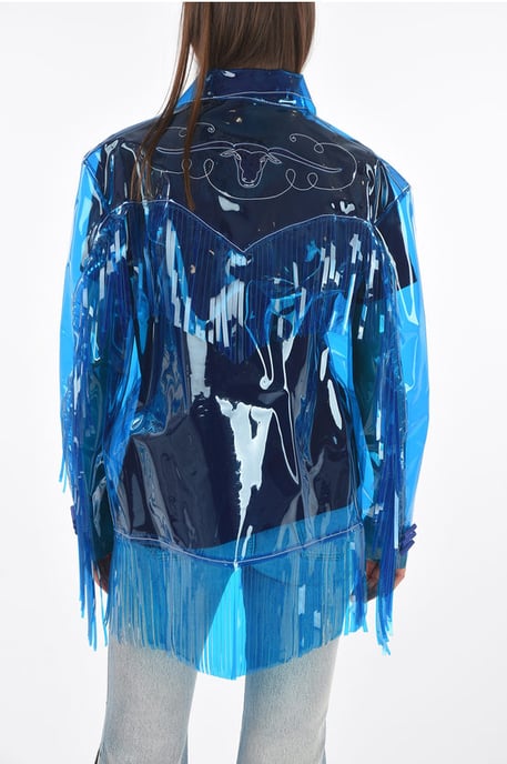 Chaqueta vaquera de PVC con flecos en azul - Image 2