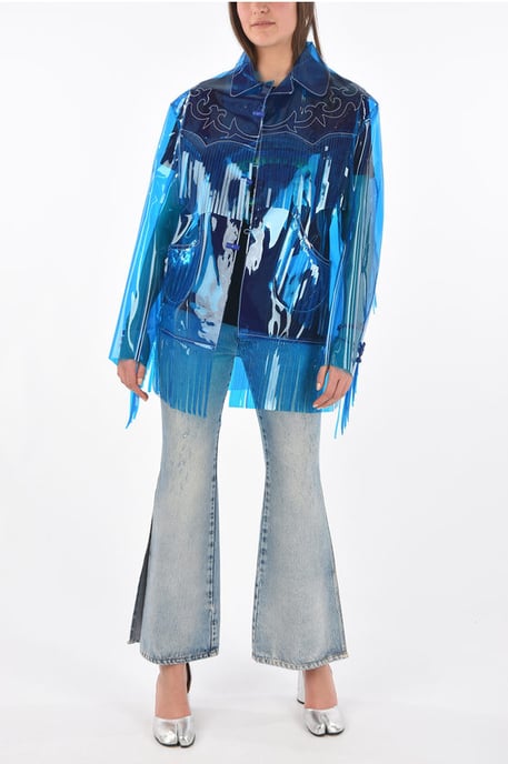 Chaqueta vaquera de PVC con flecos en azul - Image 4