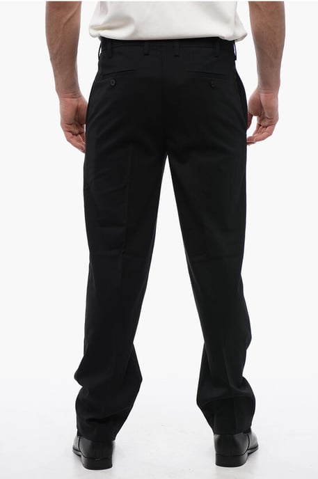 Pantalones chinos de corte entallado con cinta de mezcla de lana en color negro - Image 2