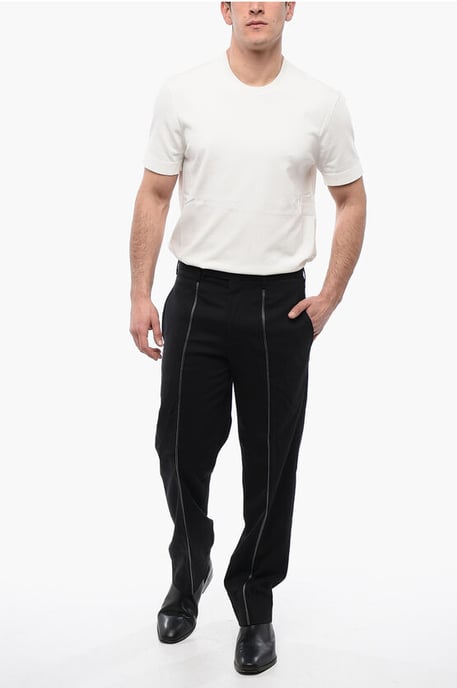 Pantalones chinos de corte entallado con cinta de mezcla de lana en color negro - Image 4
