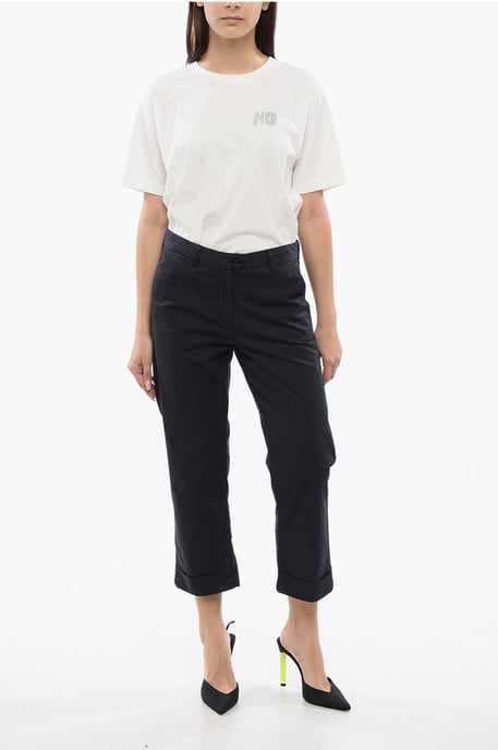 Pantalones chinos de corte corto de algodón elástico en azul - Image 4