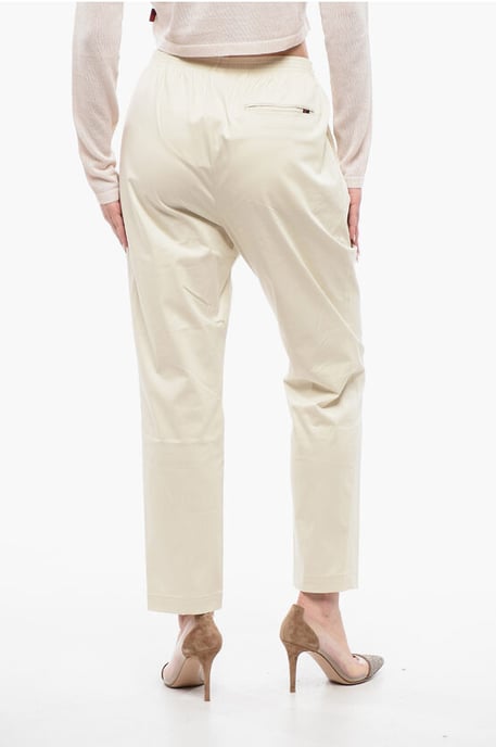 Pantalones chinos militares de algodón con cinturilla elástica en color beige - Image 2