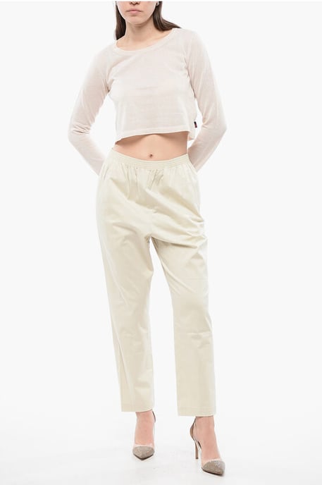 Pantalones chinos militares de algodón con cinturilla elástica en color beige - Image 4