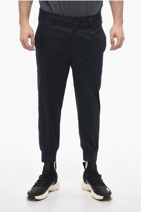 Pantalones JACK de tiro bajo y corte ajustado con puños en azul - Image 1