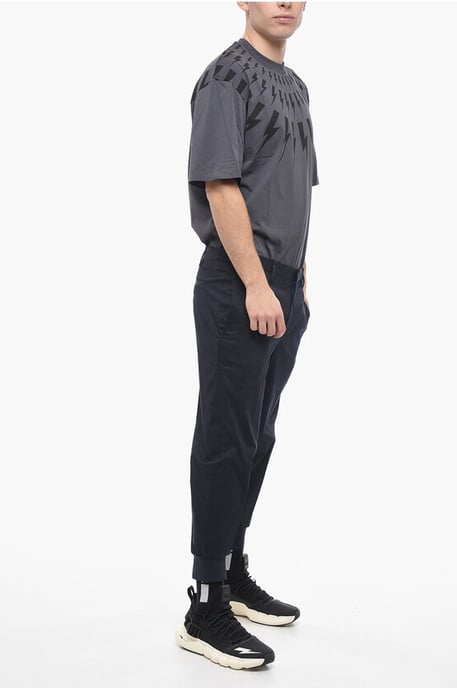 Pantalones JACK de tiro bajo y corte ajustado con puños en azul - Image 4