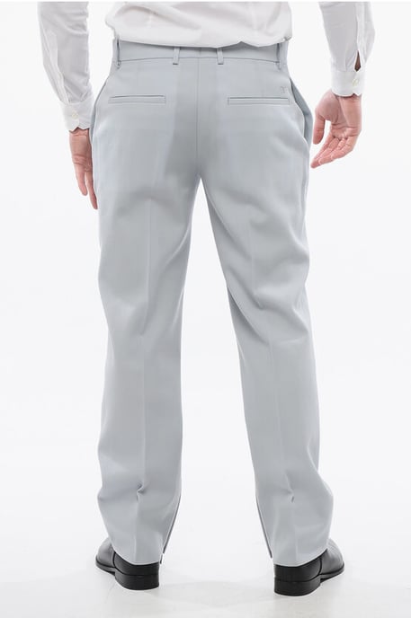 Pantalones chinos de lana virgen con cremallera en el tobillo en azul claro - Image 2